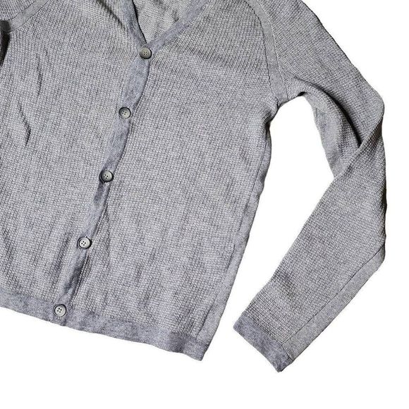 Theory Alec Introspect grey knit button front v neck cardigan - Picture 3 of 5